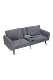 Living and Home Modern 3- Seater Cotton Sofa Bed in Grey - thumbnail 5