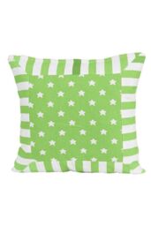 Homescapes Cotton Green Stripe Border & Stars Cushion Cover - Size: 30 cm x 50 cm - thumbnail 1
