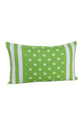 Homescapes Cotton Green Stripe Border & Stars Cushion Cover - Size: 30 cm x 50 cm - thumbnail 2