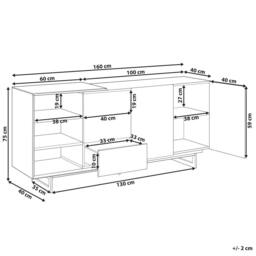 Wyld and Coco Sideboard Light Wood with Black Drawers W160 x D40 x H75cm in Brown - thumbnail 3