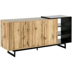 Wyld and Coco Sideboard Light Wood with Black Drawers W160 x D40 x H75cm in Brown - thumbnail 7