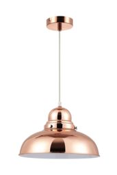 Orsina Chrome Finish Bowl Shaped Pendant Light, Ceiling Lamp With Reflective Exterior, Polished Pendant Lighting in Gold