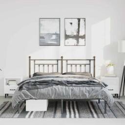 Berkfield Home Metal Bed Frame with Headboard Black 150x200 cm King Size - thumbnail 4