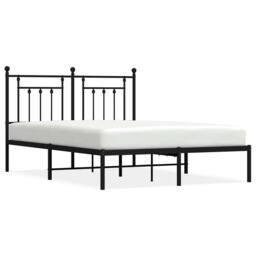 Berkfield Home Metal Bed Frame with Headboard Black 150x200 cm King Size - thumbnail 3