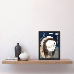 "Artery8 The Lantern Ghost Iwa Vintage Japan Framed Wall Art Print Hokusai in Blue - Size: W12"" x H16""" - thumbnail 4