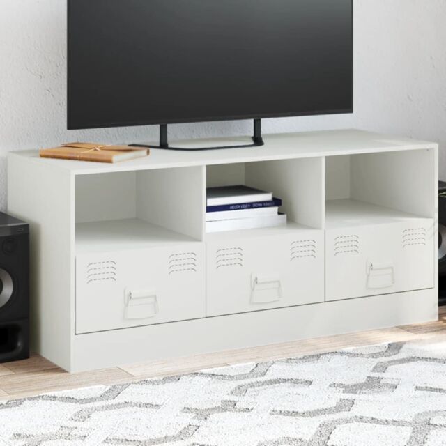 Berkfield Home TV Cabinet White 99x39x44 cm Steel - Size: 99 x 39 x 44 cm - image 1