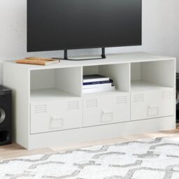 Berkfield Home TV Cabinet White 99x39x44 cm Steel - Size: 99 x 39 x 44 cm