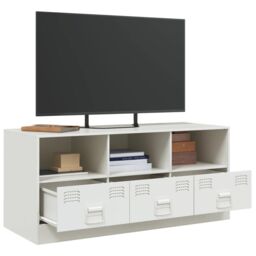 Berkfield Home TV Cabinet White 99x39x44 cm Steel - Size: 99 x 39 x 44 cm - thumbnail 5