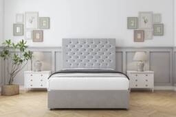 "Comfort Beds Winslow Plush Divan Base 2 Drawers - 26"" Headboard in Silver - Size: Small Single" - thumbnail 3