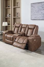 More4Homes Ashton Electric Recliner 2 Seater Sofa Technology Fabric With Speakers & USB-C Charging in Brown - thumbnail 6