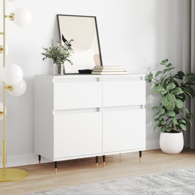 Berkfield Home Sideboards 2 pcs White 40x35x70 cm Engineered Wood - Size: 40 x 35 x 70 cm - image 1