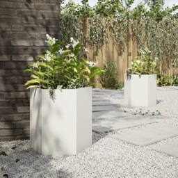 Berkfield Home Durable Garden Planter 2 pcs White Hexagon 46x40x45 cm Steel - Size: 46 x 40 x 45 cm - thumbnail 4
