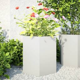 Berkfield Home Durable Garden Planter 2 pcs White Hexagon 46x40x45 cm Steel - Size: 46 x 40 x 45 cm - thumbnail 2