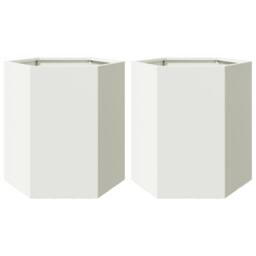 Berkfield Home Durable Garden Planter 2 pcs White Hexagon 46x40x45 cm Steel - Size: 46 x 40 x 45 cm - thumbnail 3