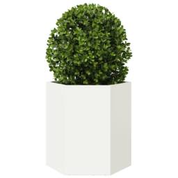 Berkfield Home Durable Garden Planter 2 pcs White Hexagon 46x40x45 cm Steel - Size: 46 x 40 x 45 cm - thumbnail 5