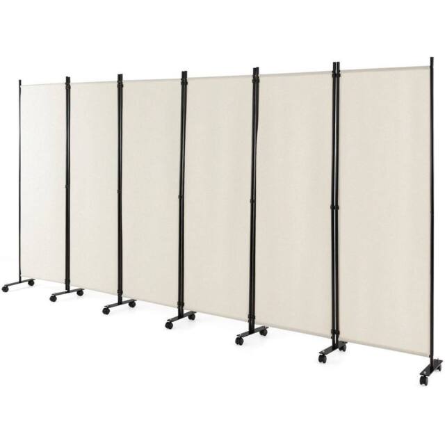 Kelvenix 6-Panel Folding Room Divider 172cm in White - Size: 0.6m2 - image 1
