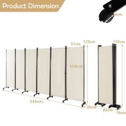 Kelvenix 6-Panel Folding Room Divider 172cm in White - Size: 0.6m2 - thumbnail 2