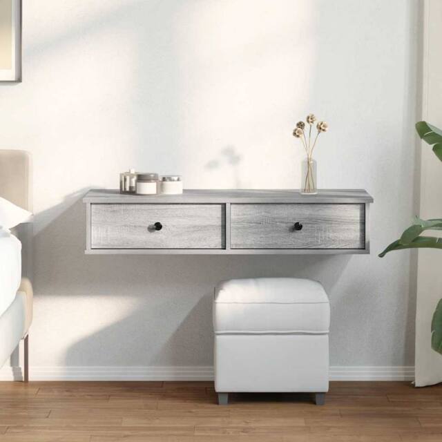 Berkfield Home Wall Shelf with Drawers Grey Sonoma 100x37.5x19 cm Engineered Wood - image 1