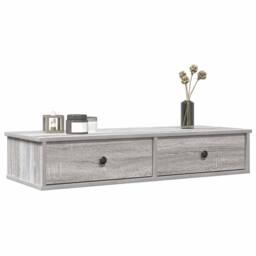 Berkfield Home Wall Shelf with Drawers Grey Sonoma 100x37.5x19 cm Engineered Wood - thumbnail 2