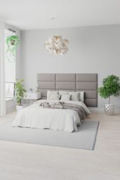 Aspire EasyMount Wall Mounted Upholstered Panels, Modular DIY Headboard in Pure Pastel Cotton Fabric (Pack of 8) in Grey - thumbnail 3