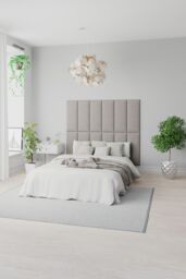 Aspire EasyMount Wall Mounted Upholstered Panels, Modular DIY Headboard in Pure Pastel Cotton Fabric (Pack of 8) in Grey - thumbnail 1