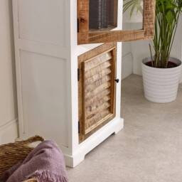 Indian Hub Alfie Bookcase/Display Cabinet - 3 Shelves & 1 Doors - Mango Wood in White - thumbnail 7