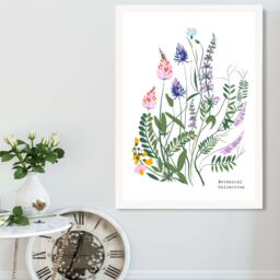 ARTZE Blue & Purple Wild Flowers Flower Market Simplicity Framed Print SIZE: A3 with White Frame in Mid Blue - Size: A4 - thumbnail 2