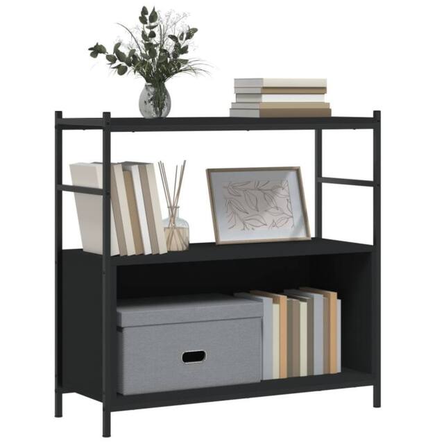 Berkfield Home Decorative Bookshelf Black 80x30x78.5 cm Engineered Wood & Iron - image 1
