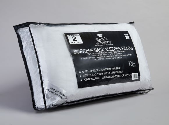 Early's of Witney 'Back Sleeper' Twin Pack Pillows in White - image 1