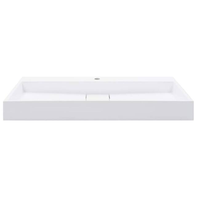Berkfield Home Chic Wash Basin 100x46x11 cm Mineral Cast/Marble Cast White - Size: 100 x 46 x 11 cm - image 1