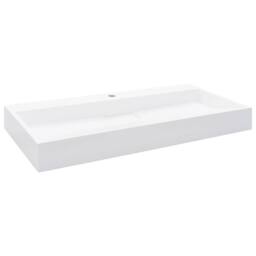 Berkfield Home Chic Wash Basin 100x46x11 cm Mineral Cast/Marble Cast White - Size: 100 x 46 x 11 cm - thumbnail 3