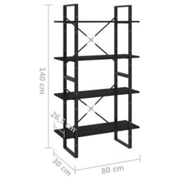 Berkfield Home Decorative 4-Tier Book Cabinet Black 80x30x140 cm Solid Pine Wood - Size: 80 x 30 x 140 cm - thumbnail 8