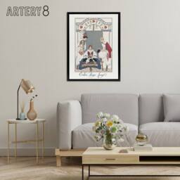 "Artery8 Between Two Flames Czech Fashion Barbier Framed Canvas Wall Art in White - Size: W12"" x H16""" - thumbnail 3
