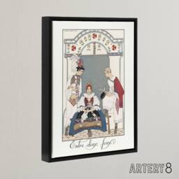 "Artery8 Between Two Flames Czech Fashion Barbier Framed Canvas Wall Art in White - Size: W12"" x H16""" - thumbnail 2