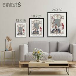 "Artery8 Between Two Flames Czech Fashion Barbier Framed Canvas Wall Art in White - Size: W12"" x H16""" - thumbnail 4