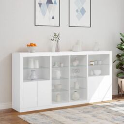Berkfield Home Sideboard with LED Lights White 202x37x100 cm - Size: 202 x 37 x 100 cm - thumbnail 4