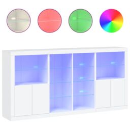 Berkfield Home Sideboard with LED Lights White 202x37x100 cm - Size: 202 x 37 x 100 cm - thumbnail 2