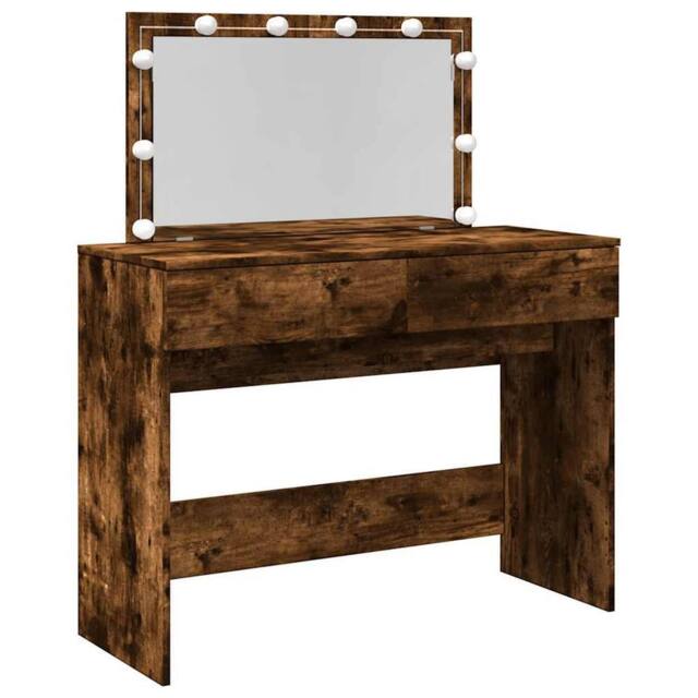 Berkfield Home Dressing Table with LED Smoked Oak 100x40x120 cm in Brown - Size: 100 x 40 x 120 cm - image 1