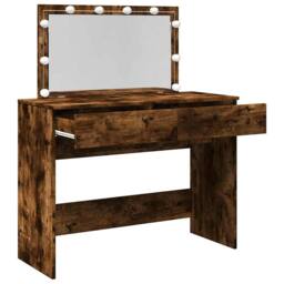 Berkfield Home Dressing Table with LED Smoked Oak 100x40x120 cm in Brown - Size: 100 x 40 x 120 cm - thumbnail 9