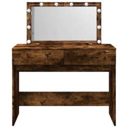 Berkfield Home Dressing Table with LED Smoked Oak 100x40x120 cm in Brown - Size: 100 x 40 x 120 cm - thumbnail 5