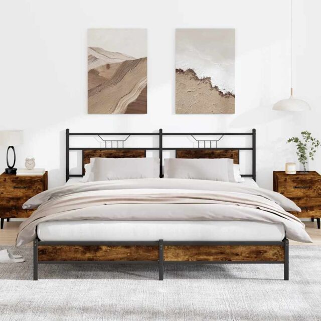 Berkfield Home Bed Frame without Mattress Smoked Oak 183x203 cm Engineered Wood in Brown - image 1