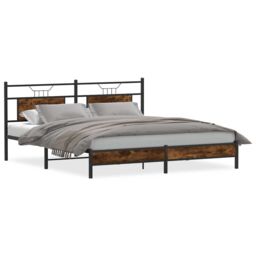 Berkfield Home Bed Frame without Mattress Smoked Oak 183x203 cm Engineered Wood in Brown - thumbnail 2