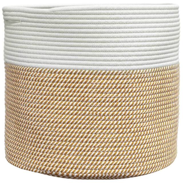 Berkfield Home Storage Basket Brown & White √ò40x35 cm Cotton - Size: 40x35 cm - image 1