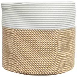 Berkfield Home Storage Basket Brown & White √ò40x35 cm Cotton - Size: 40x35 cm - thumbnail 1