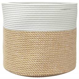 Berkfield Home Storage Basket Brown & White √ò40x35 cm Cotton - Size: 40x35 cm - thumbnail 4