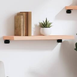 Berkfield Home Wall Shelf 60x20x4 cm Untreated Solid Wood Oak in Light Tan - Size: 60 x 20 x 4 cm - thumbnail 2