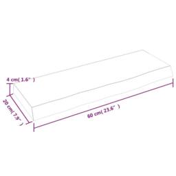 Berkfield Home Wall Shelf 60x20x4 cm Untreated Solid Wood Oak in Light Tan - Size: 60 x 20 x 4 cm - thumbnail 7