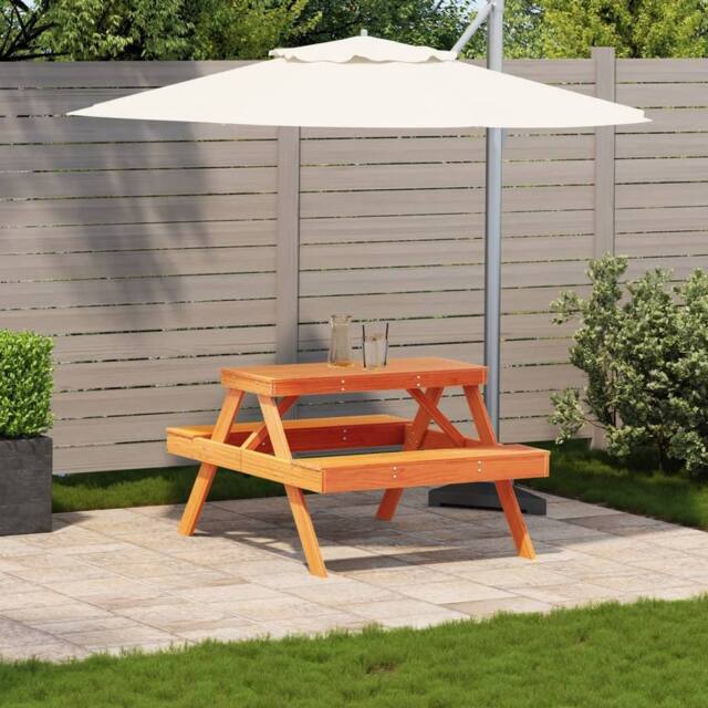 Berkfield Home Picnic Table Wax Brown 105x134x75 cm Solid Wood Pine - Size: 105 x 134 x 75 cm - image 1