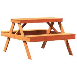 Berkfield Home Picnic Table Wax Brown 105x134x75 cm Solid Wood Pine - Size: 105 x 134 x 75 cm - thumbnail 3