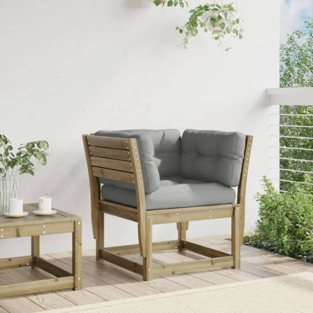 Berkfield Home Garden Sofa Armrest with Cushions Impregnated Wood Pine in Brown - image 1